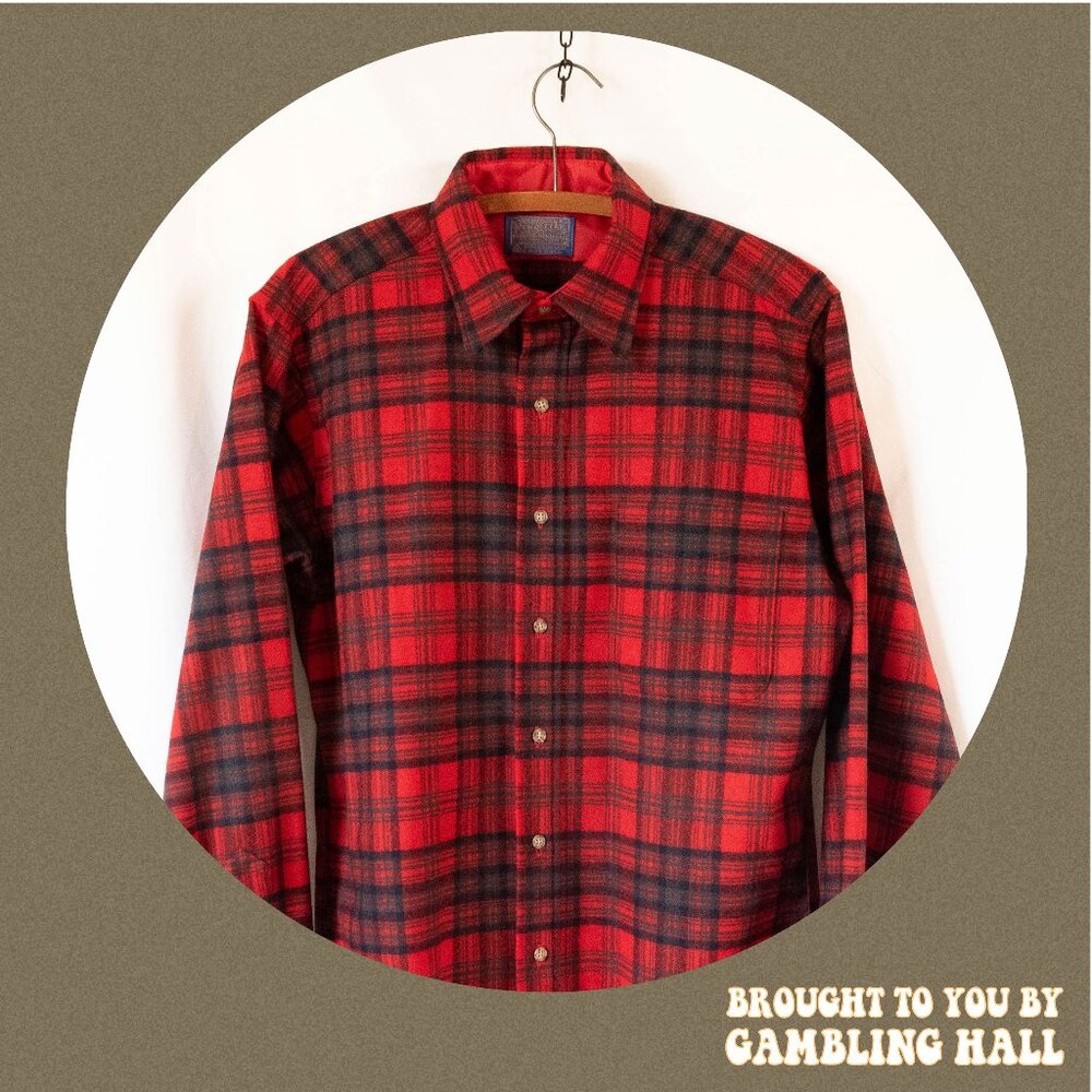vintage red and black Pendleton plaid Lodge shirt
